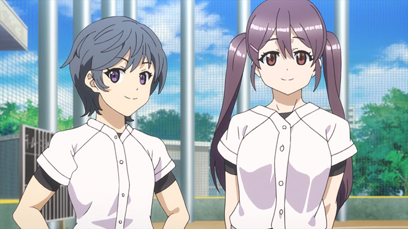 Tamayomi: The Baseball Girls Review, Sumire and and Rei at practice
