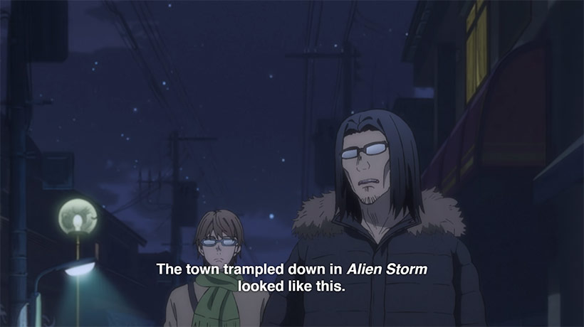 Uncle from Another World First Impressions, Yosuke talking about Alien Storm with Takafumi