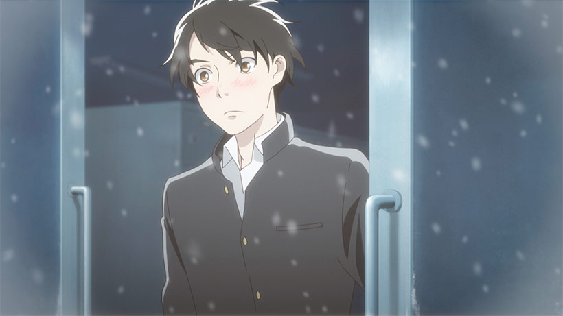 2.43 - Seiin High School Boys Volleyball Team review, Kuroba heading out of the school in the snow